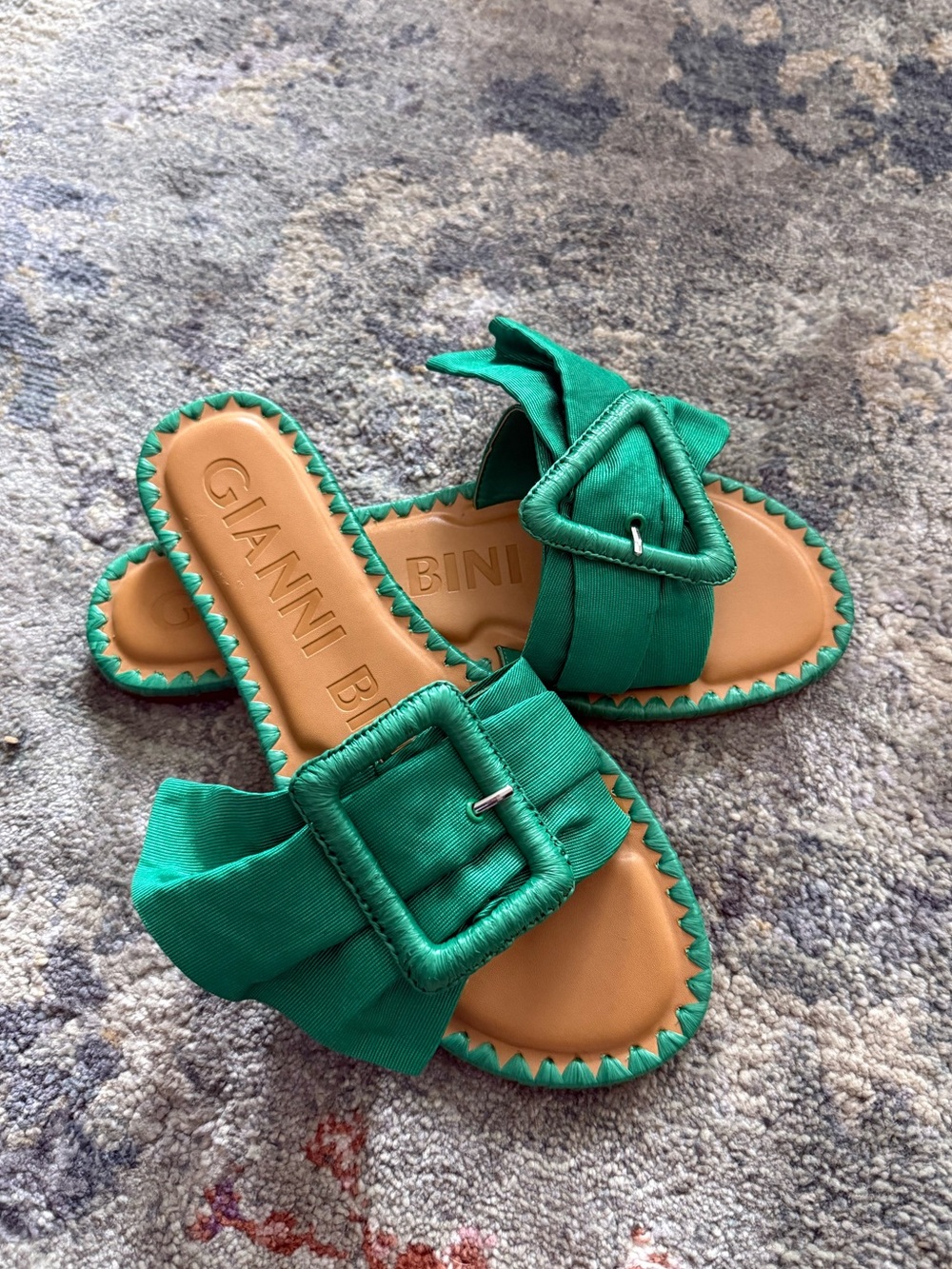Gianni Bini Emerald Green Buckle Slide Sandals